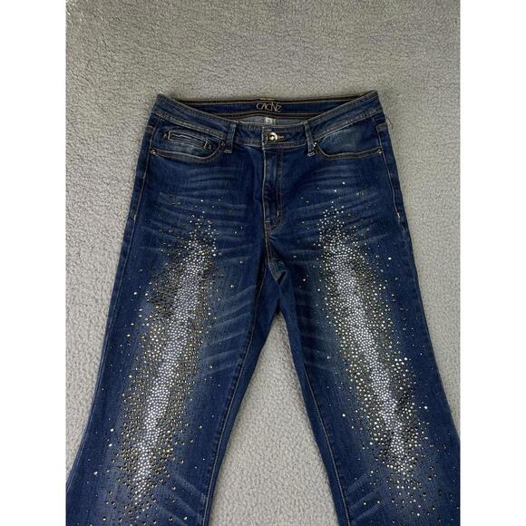 CACHE Embellished Blue Denim Jeans Bedazzled Rhinestones Women’s Size 12 y2k - Picture 2 of 15